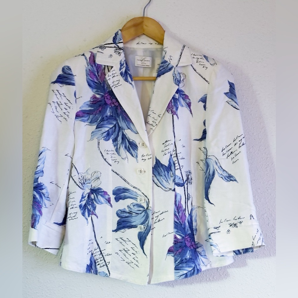 Emma James by Liz Claiborne Floral Linen Jacket Size 8P